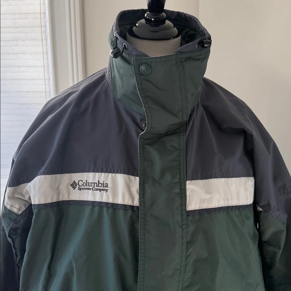 Columbia Bugaboo Fleece Interchange jacket in green and gray, Large, VGUC